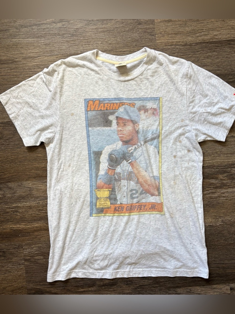 HOMAGE Light Gray Graphic Short Sleeve Tee with Orange & Blue Print